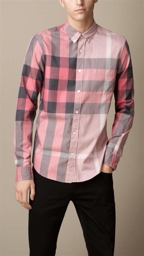 burberry shirt collar trim pale pink|burberry shirt discount.